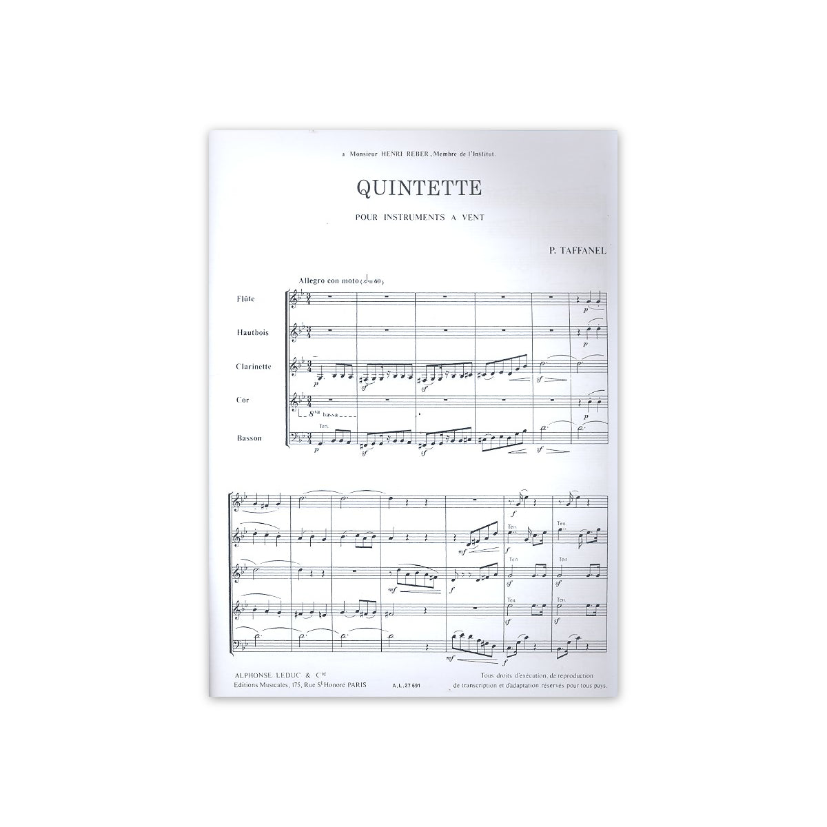 Taffanel, Quintette à vent