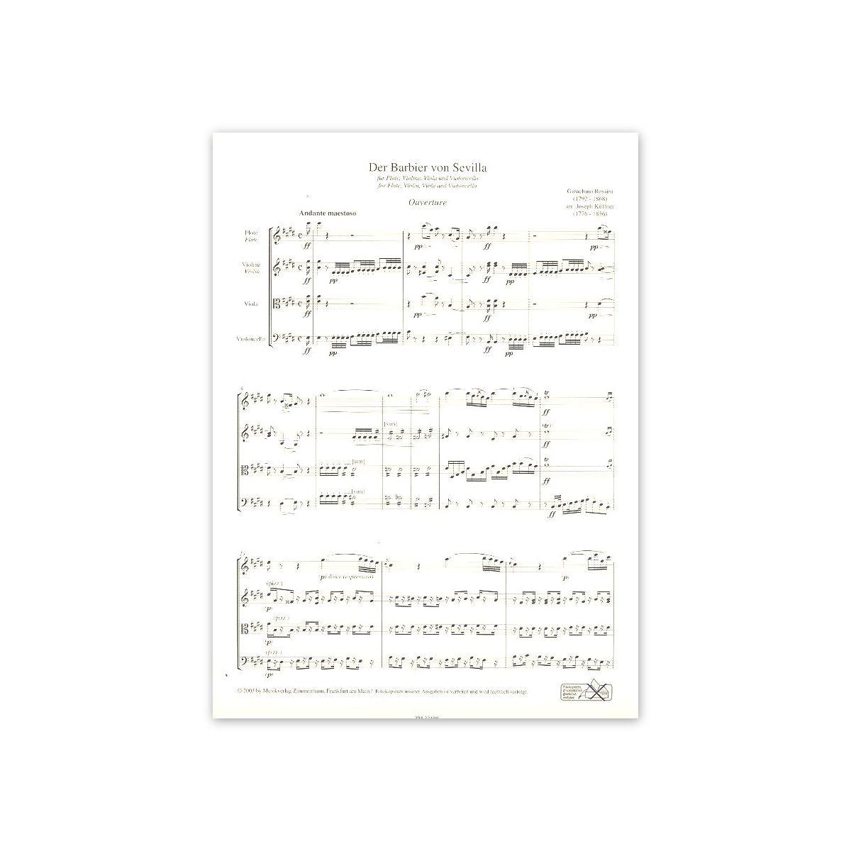 Rossini, Barbier von Sevilla - Fl.,Vl.,Va.,Vc