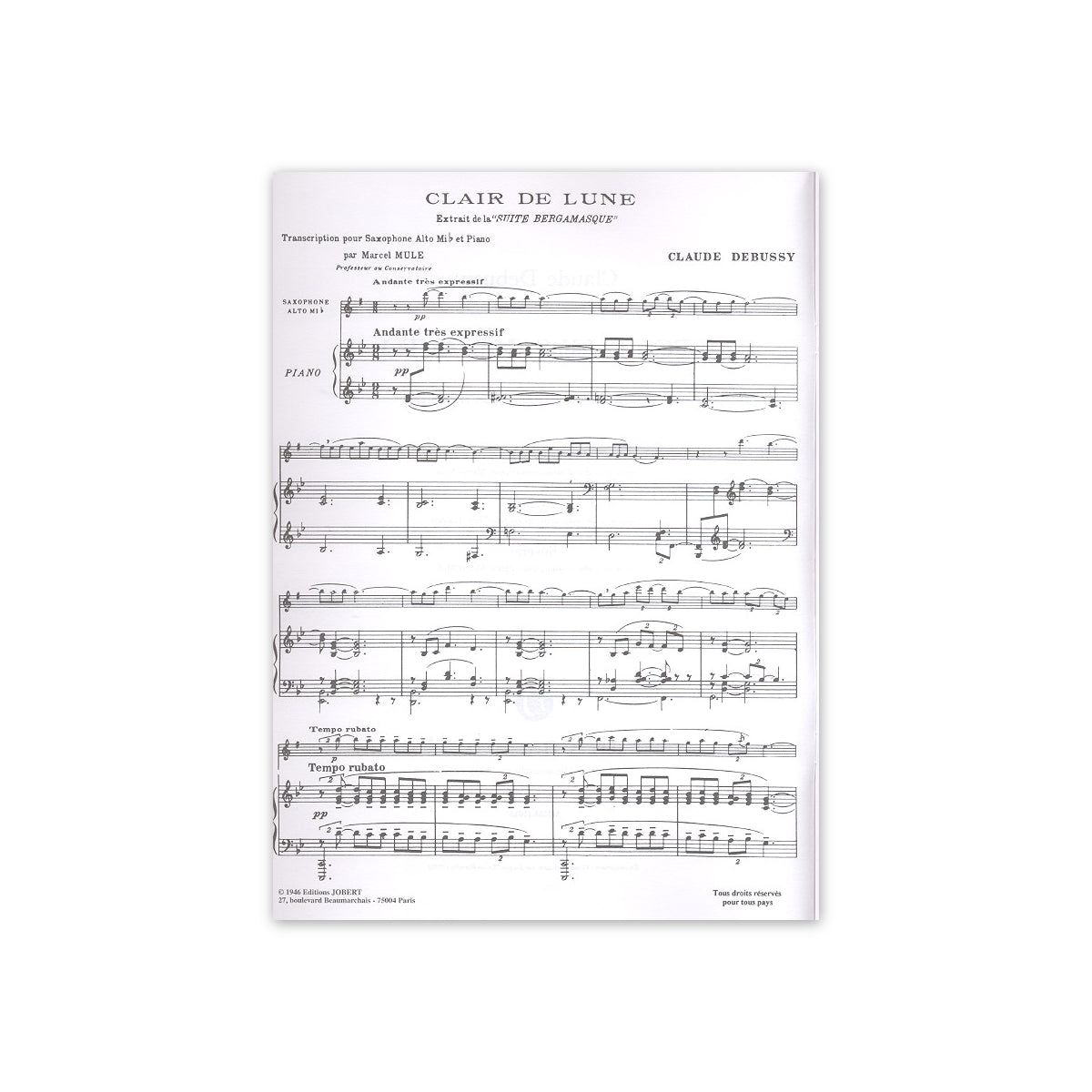 Debussy, Pour le Saxo Alto