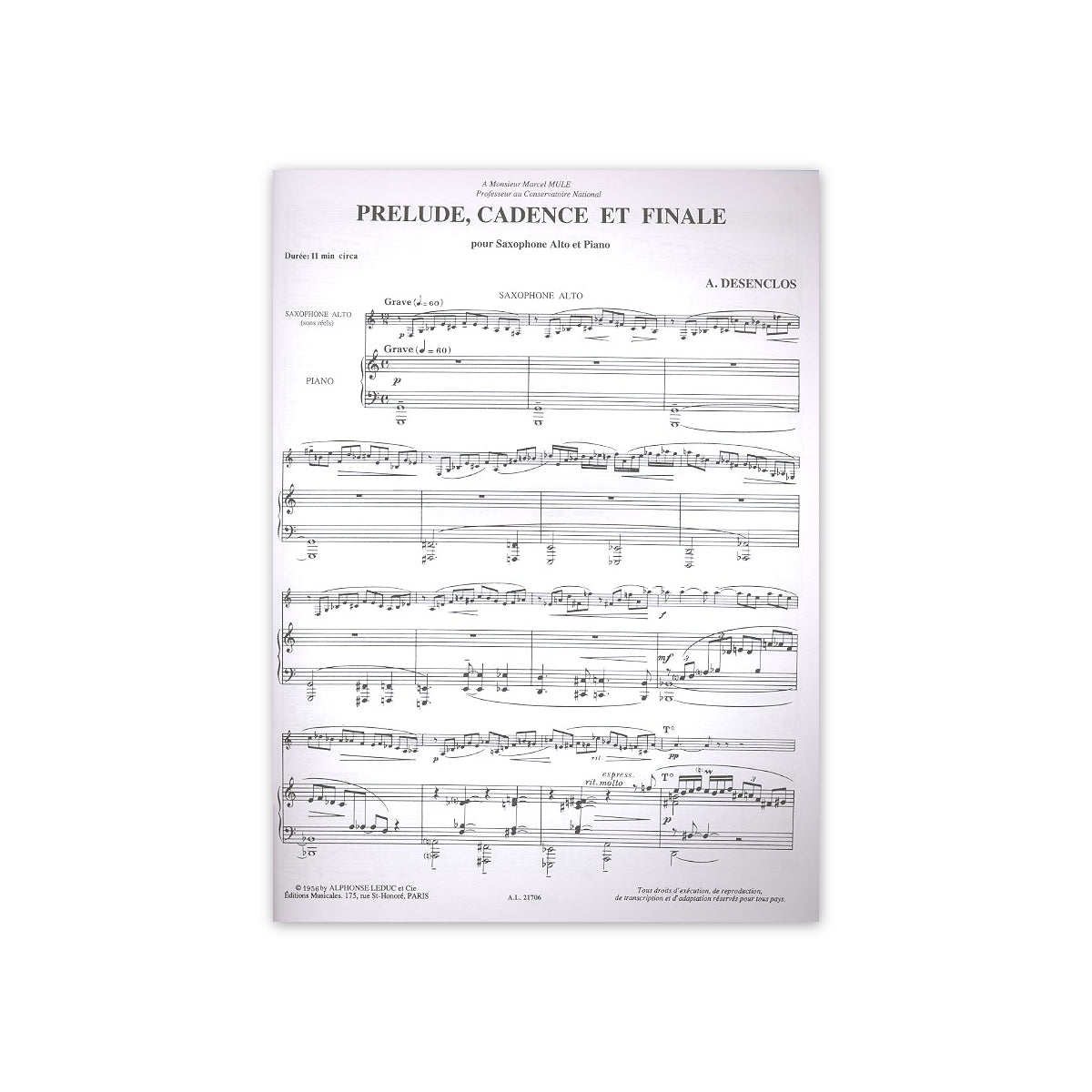 Desenclos, Prélude Cadence et Finale