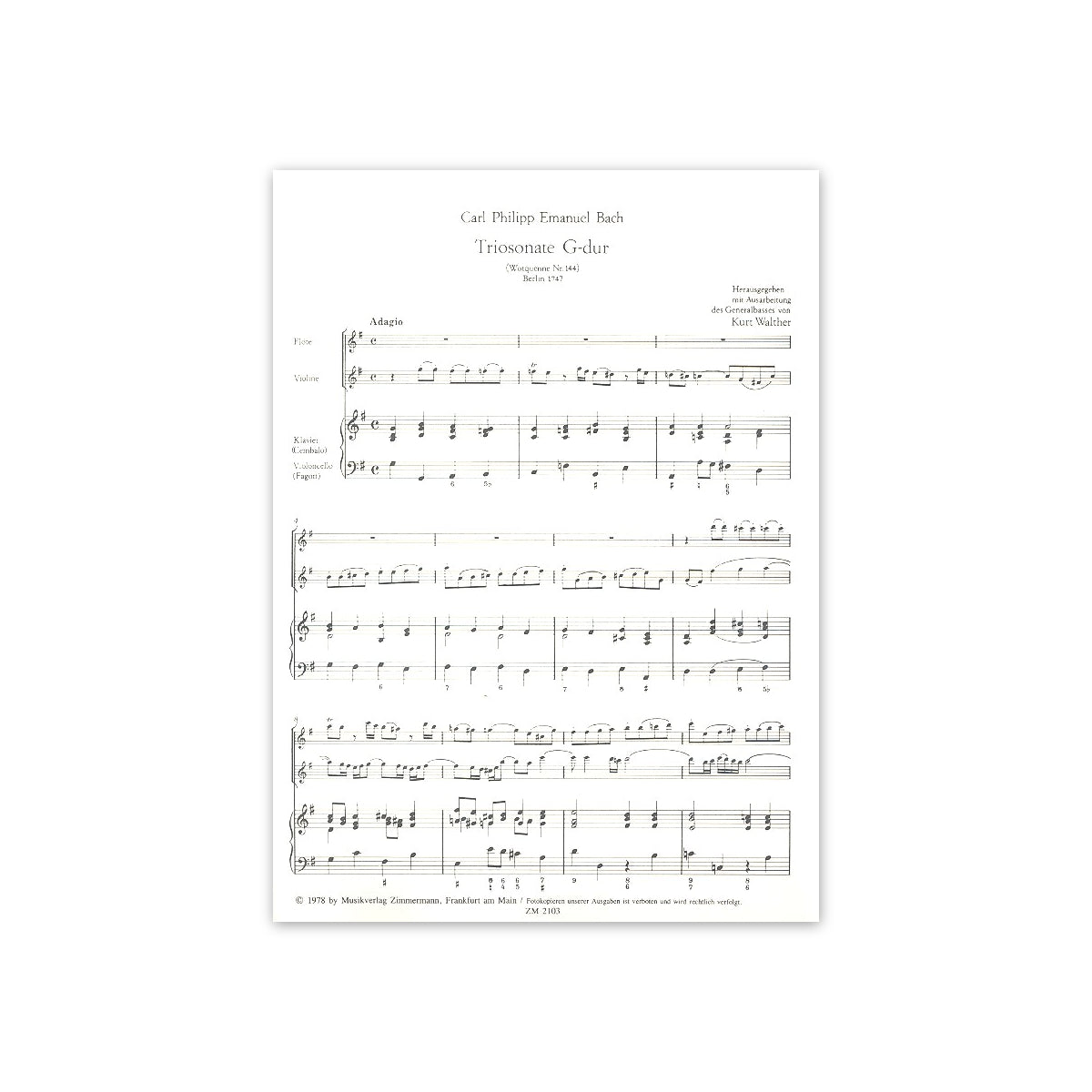 Bach C.Ph.E.,Triosonate G-Dur WQ144 -Fl.Vl.Bc