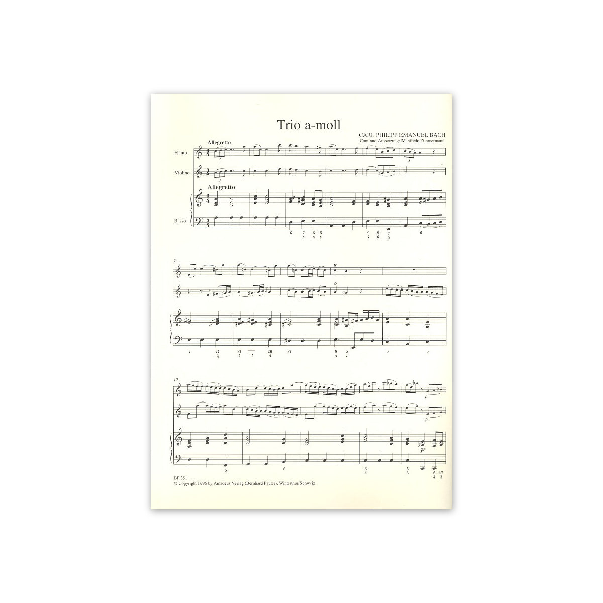 Bach C.Ph.E., Triosonate a-Moll (WQ 148)
