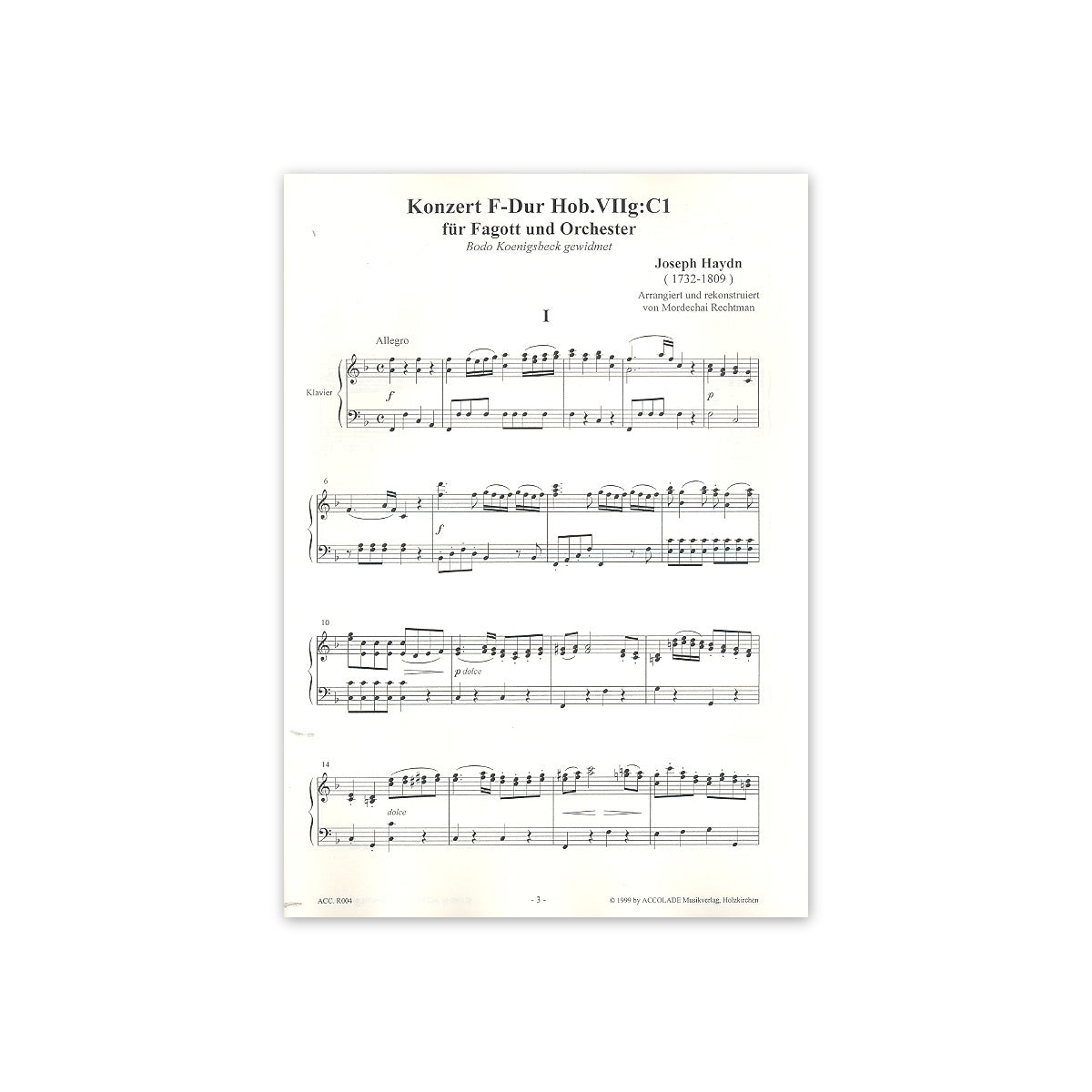 Haydn, Konzert F-Dur Hob.VIIg:C1
