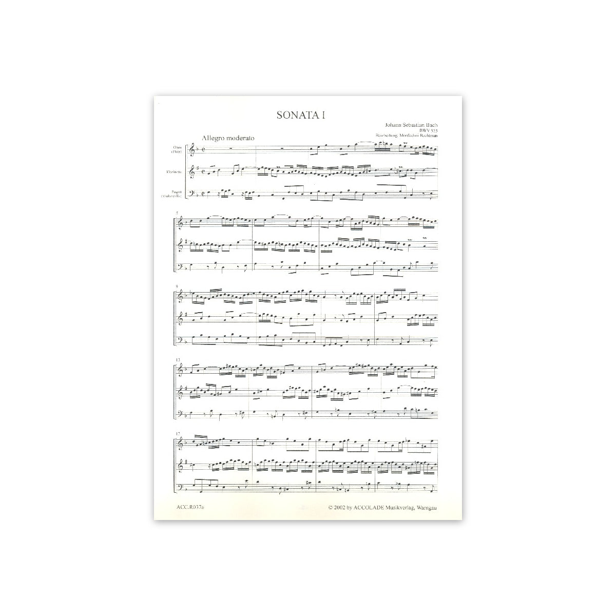 Bach, Sechs Triosonaten Vol.1 Ob-Klar.Fag.