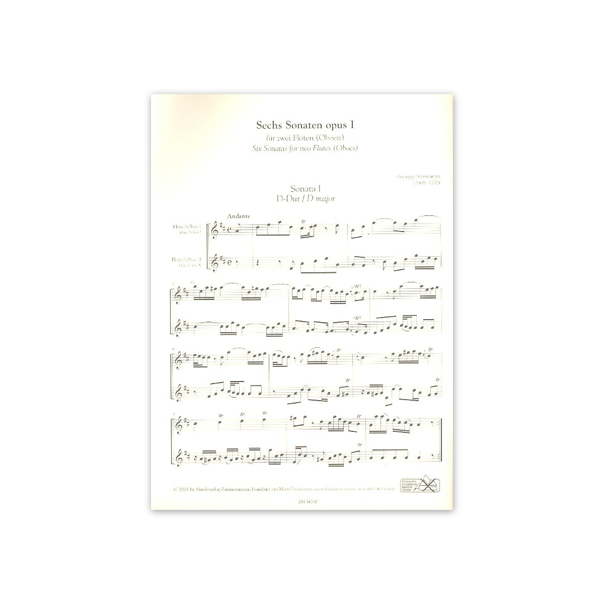 Sammartini, Sechs Sonaten op.1