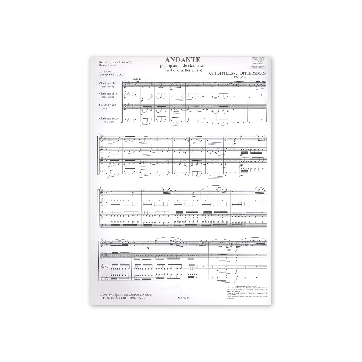 Dittersdorf, Andante