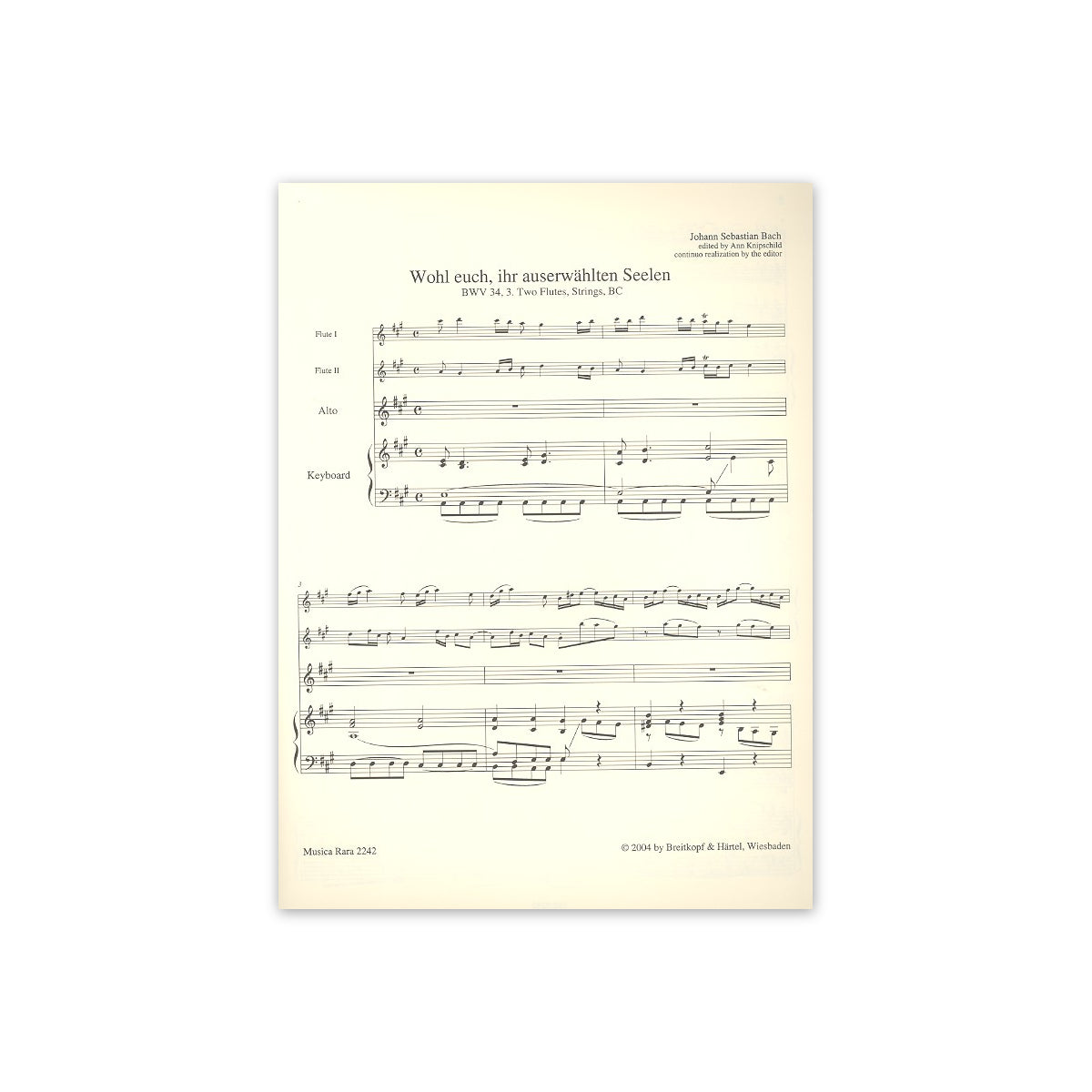 Bach, Arien Bd.2 - Alt, 2 Fl. & Bc.