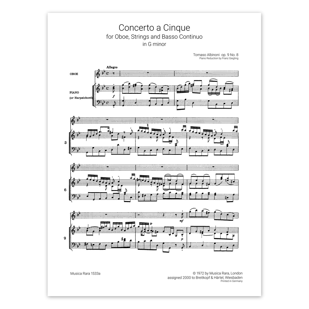 Albinoni, Concerto a cinque op.9 Nr.8