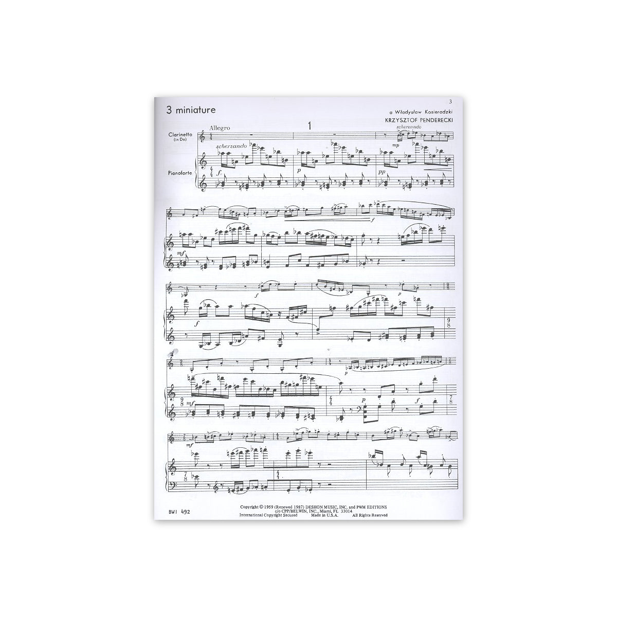Penderecki, 3 miniatures