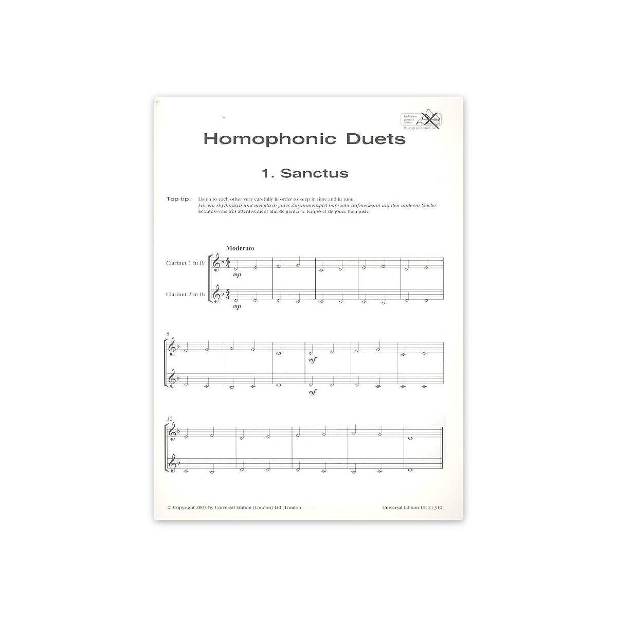 Rae, Introducing clarinet duets