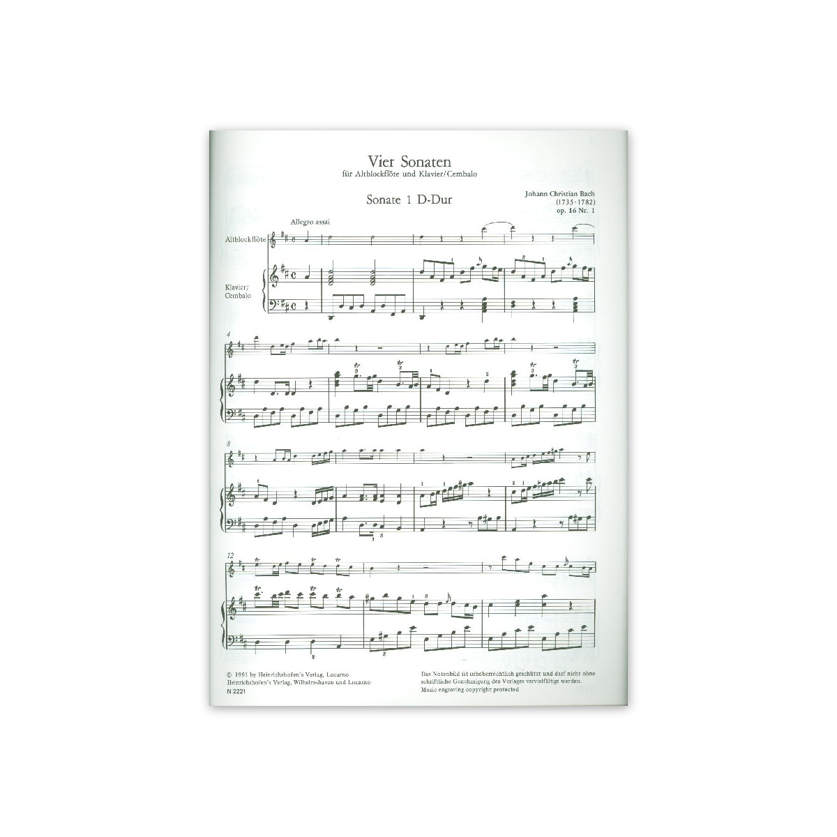 Bach Joh.Chr., 4 Sonaten aus op.16