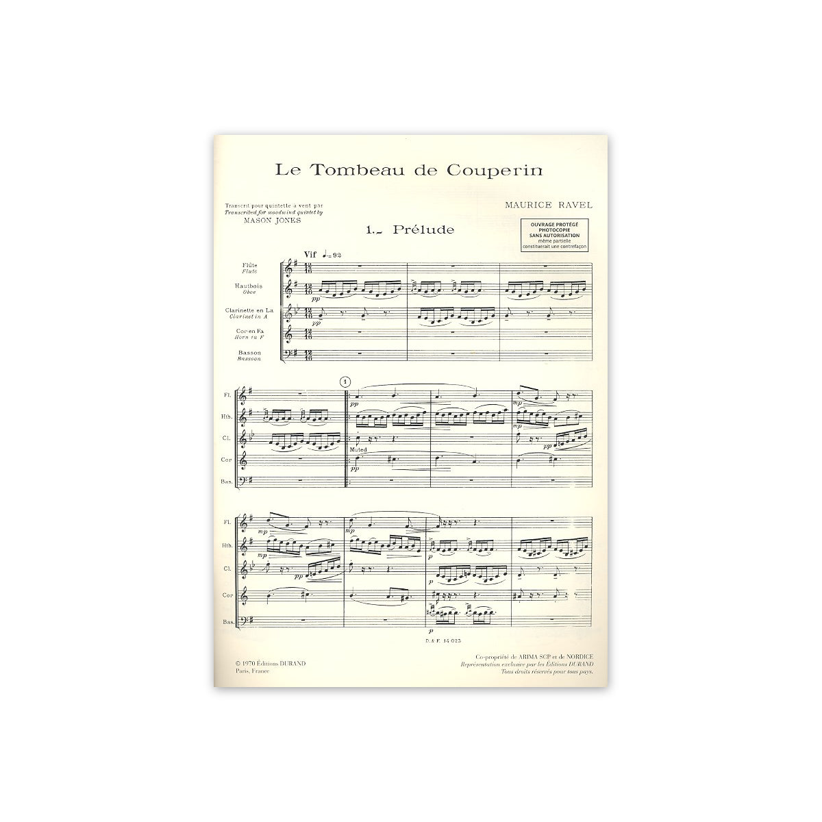 Ravel, Le Tombeau de Couperin Fl.Ob.Kl.Hrn.