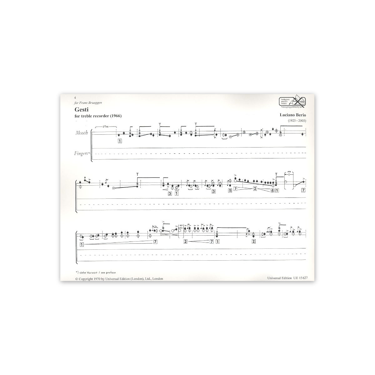 Berio, Gesti