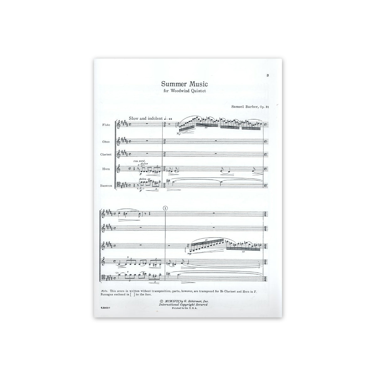 Barber S., Summer Music - Hbl.quintett