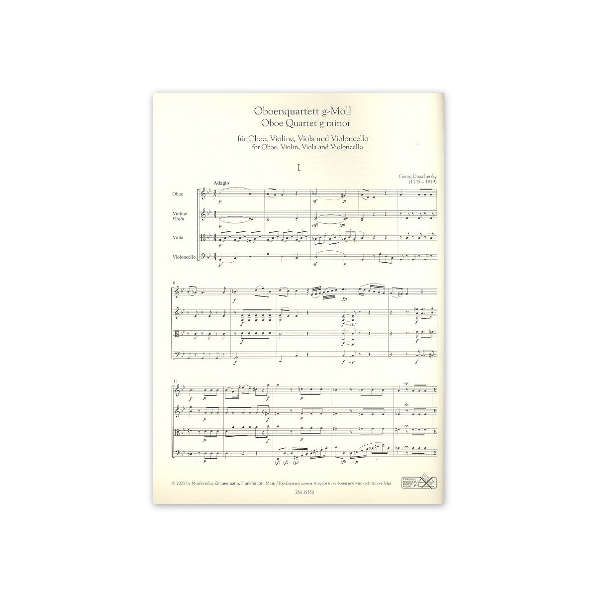 Druschetzky, Oboenquartett g-moll