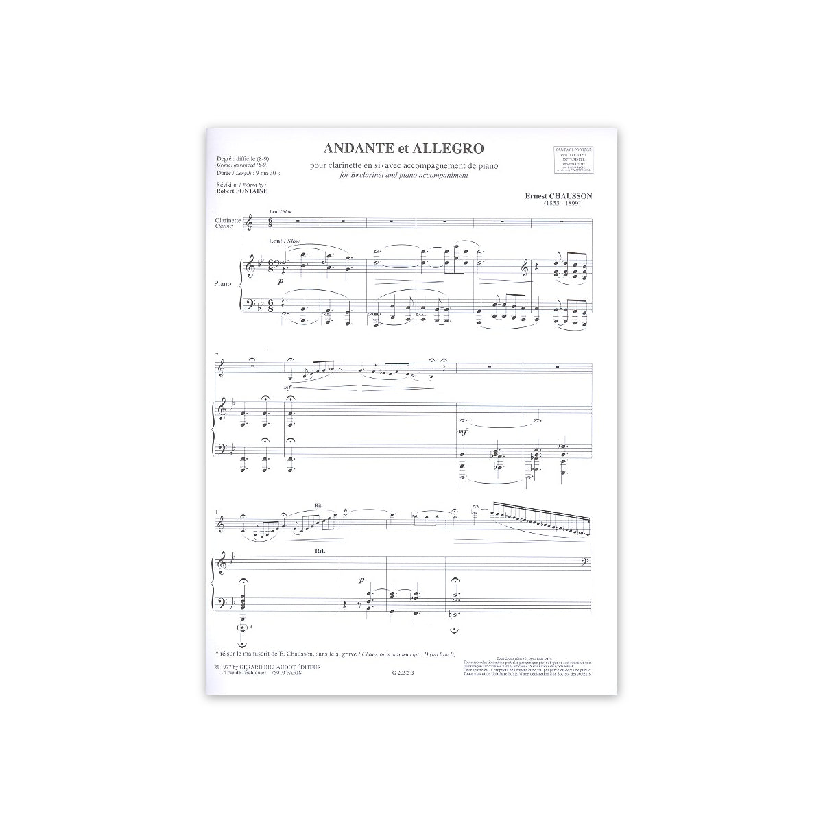 Chausson, Andante et Allegro