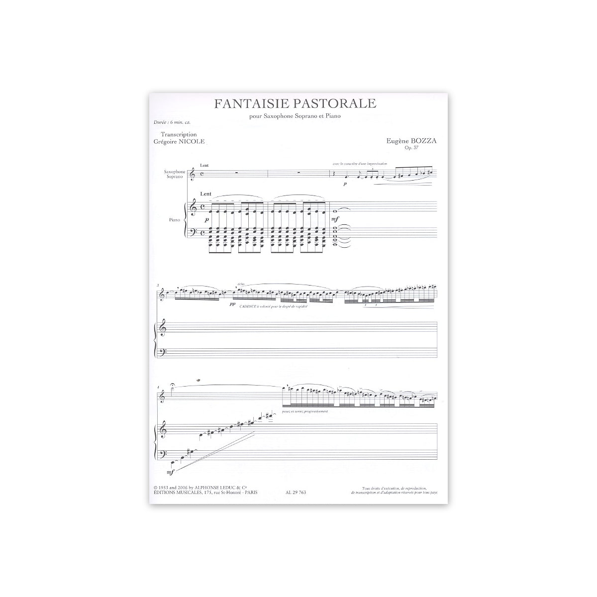 Bozza, Fantaisie pastorale
