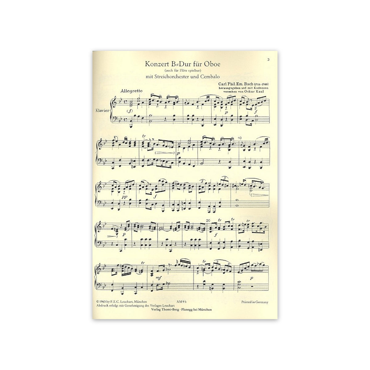 Bach C.Ph.E., Konzert B-Dur Wq 164