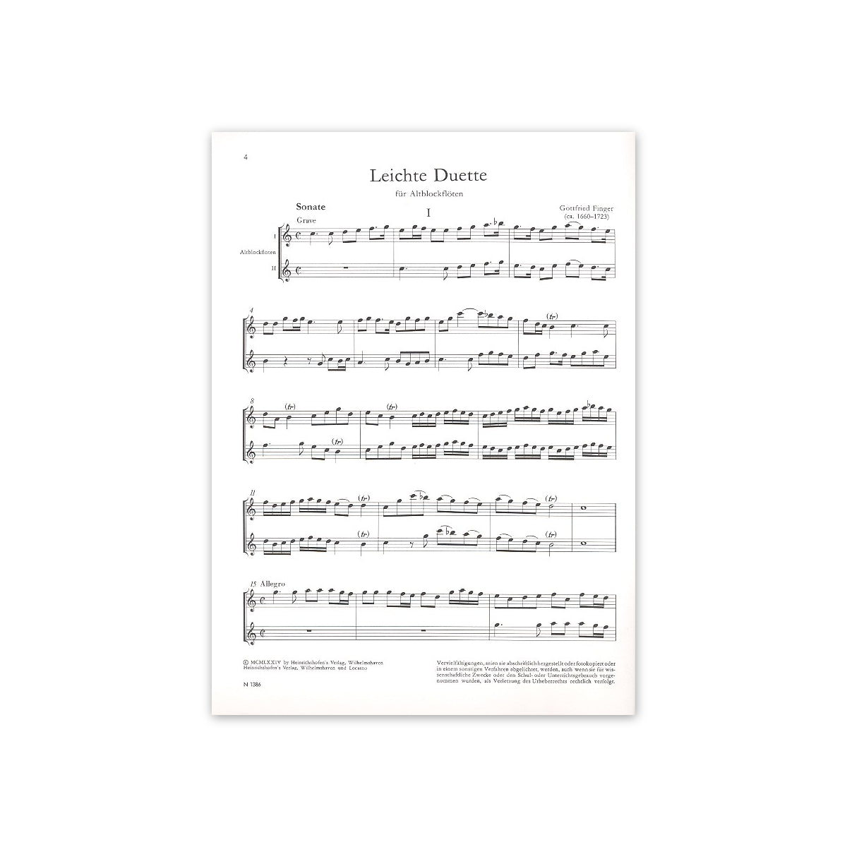 Finger, Leichte Duette