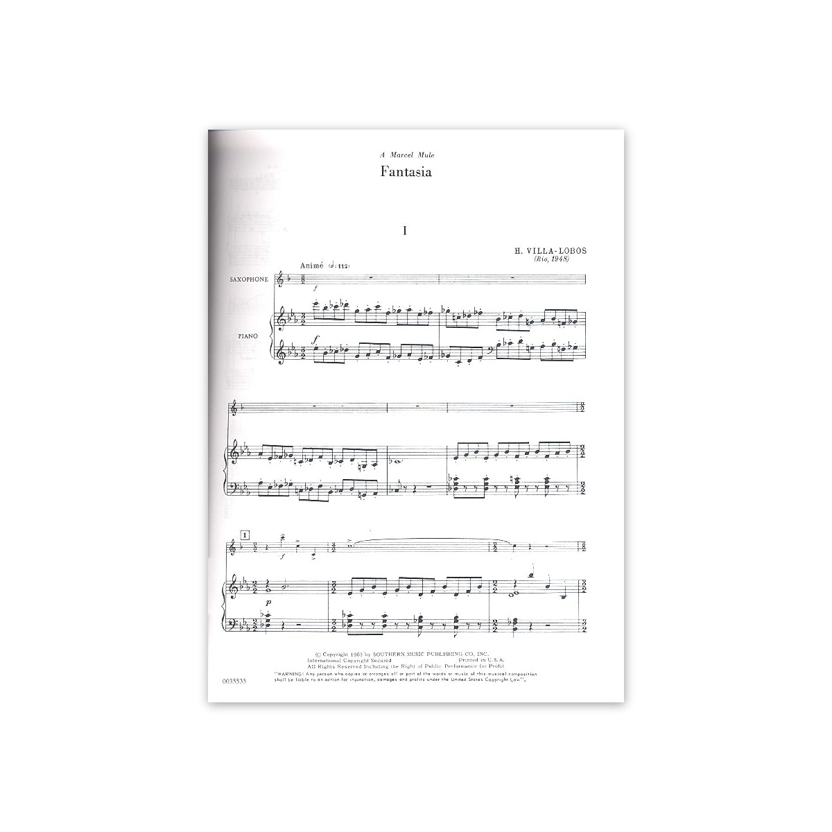Villa-Lobos, Fantasia für Sopran(Tenor-)Sax