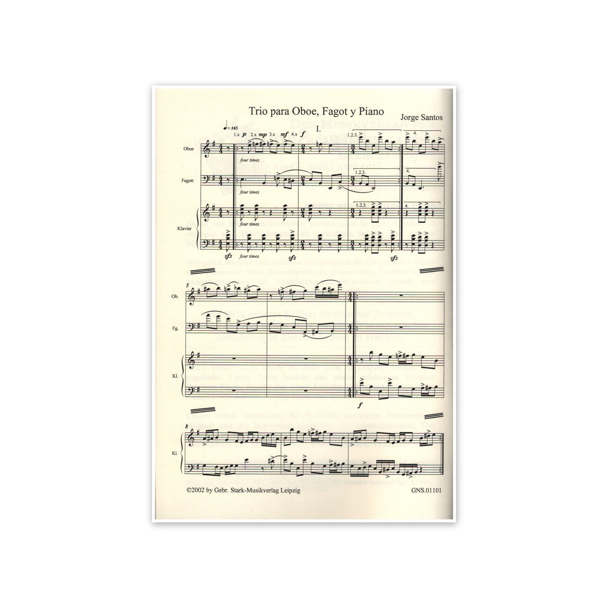 Santos, Trio para Oboe, Fagot y Piano