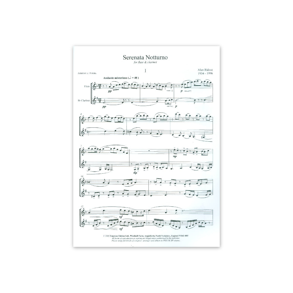 Ridout, Serenata notturno -Flöte & Klarinette