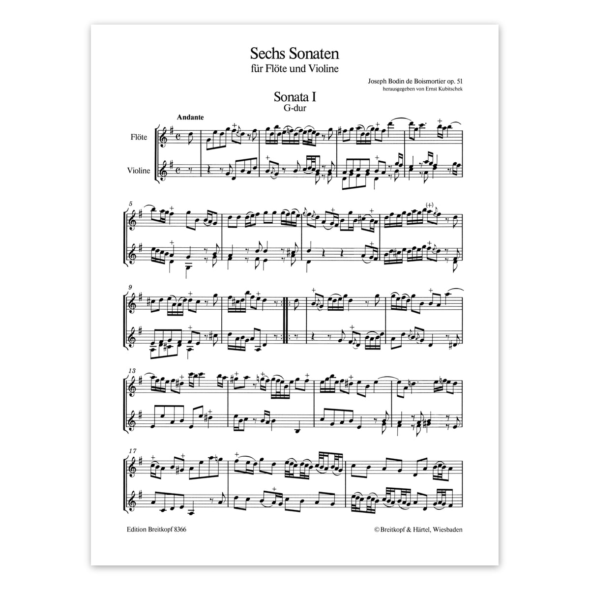 Boismortier, 6 Sonaten für Flöte & Vl. op.51