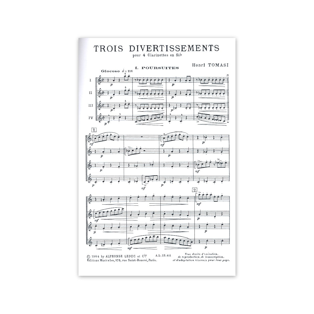 Tomasi, Trois divertissements