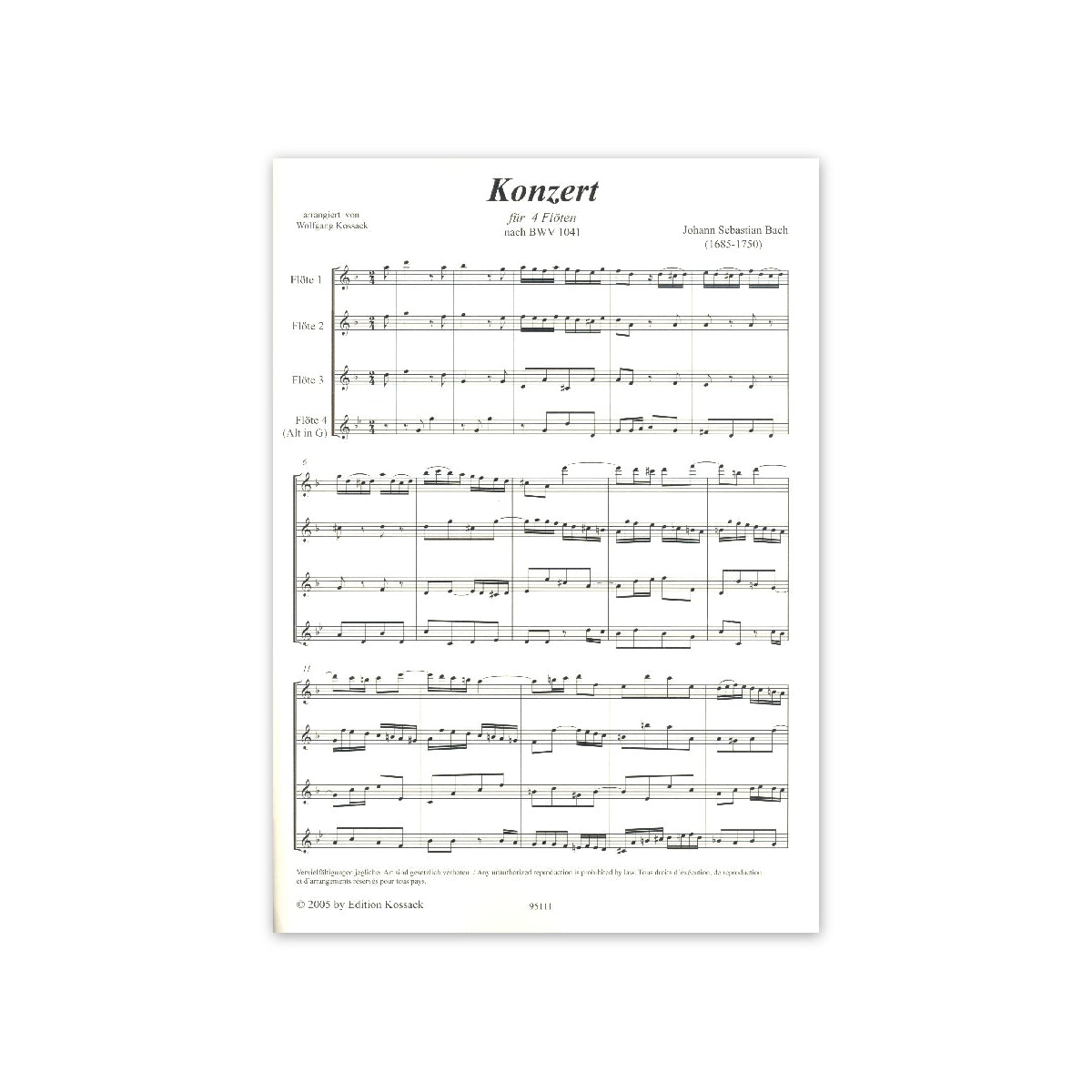 Bach, Konzert für 4 Flöten nach BWV 1041