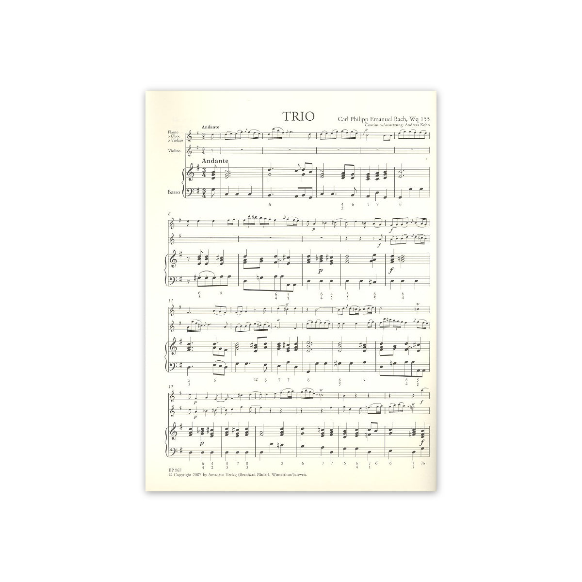 Bach C.Ph.E., Triosonate G-Dur - Fl.,Vl.,Bc.