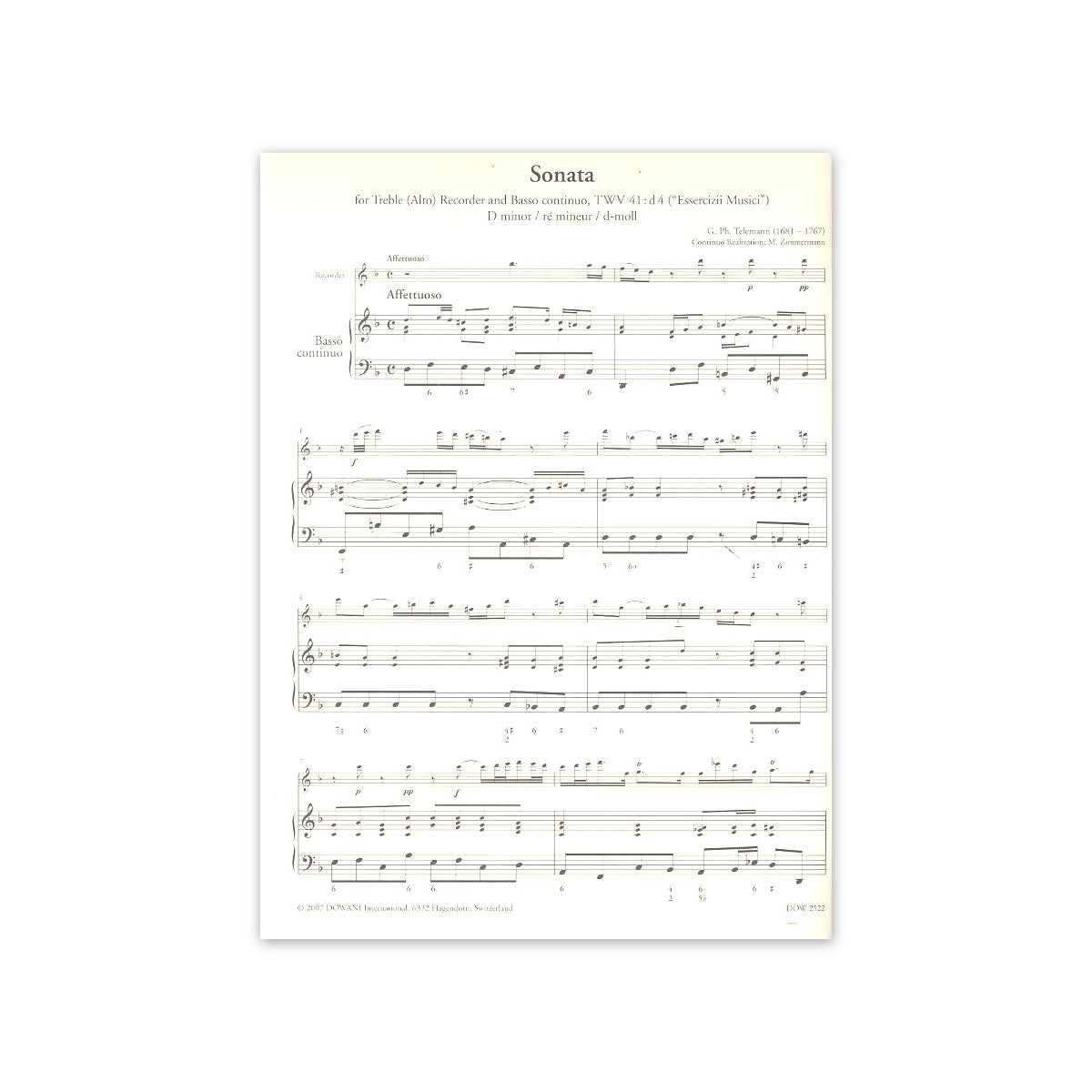 Telemann, Sonate d-Moll TWV41:d4