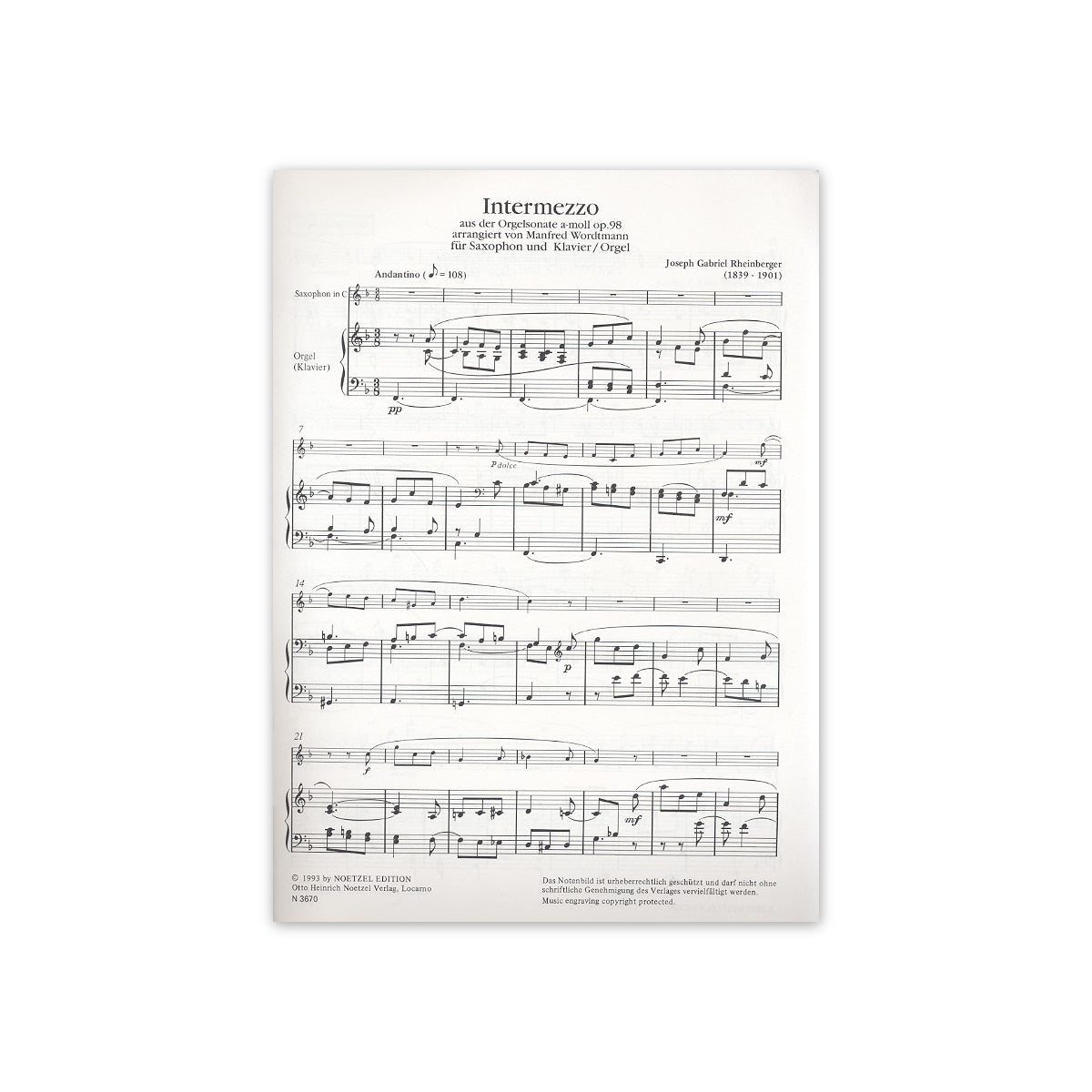 Rheinberger, Intermezzo Altsax & Orgel