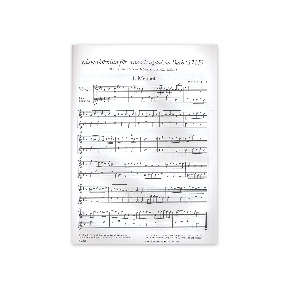 Bach, Klavierbüchlein für Anna Magdalena
