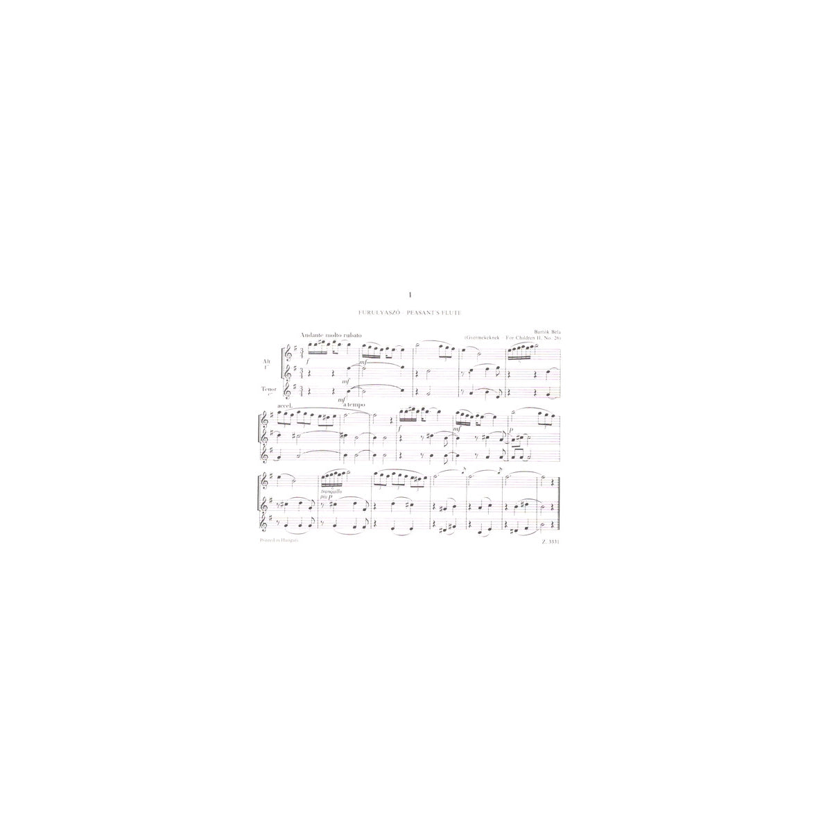 Bartok, Blockflötenmusik 2