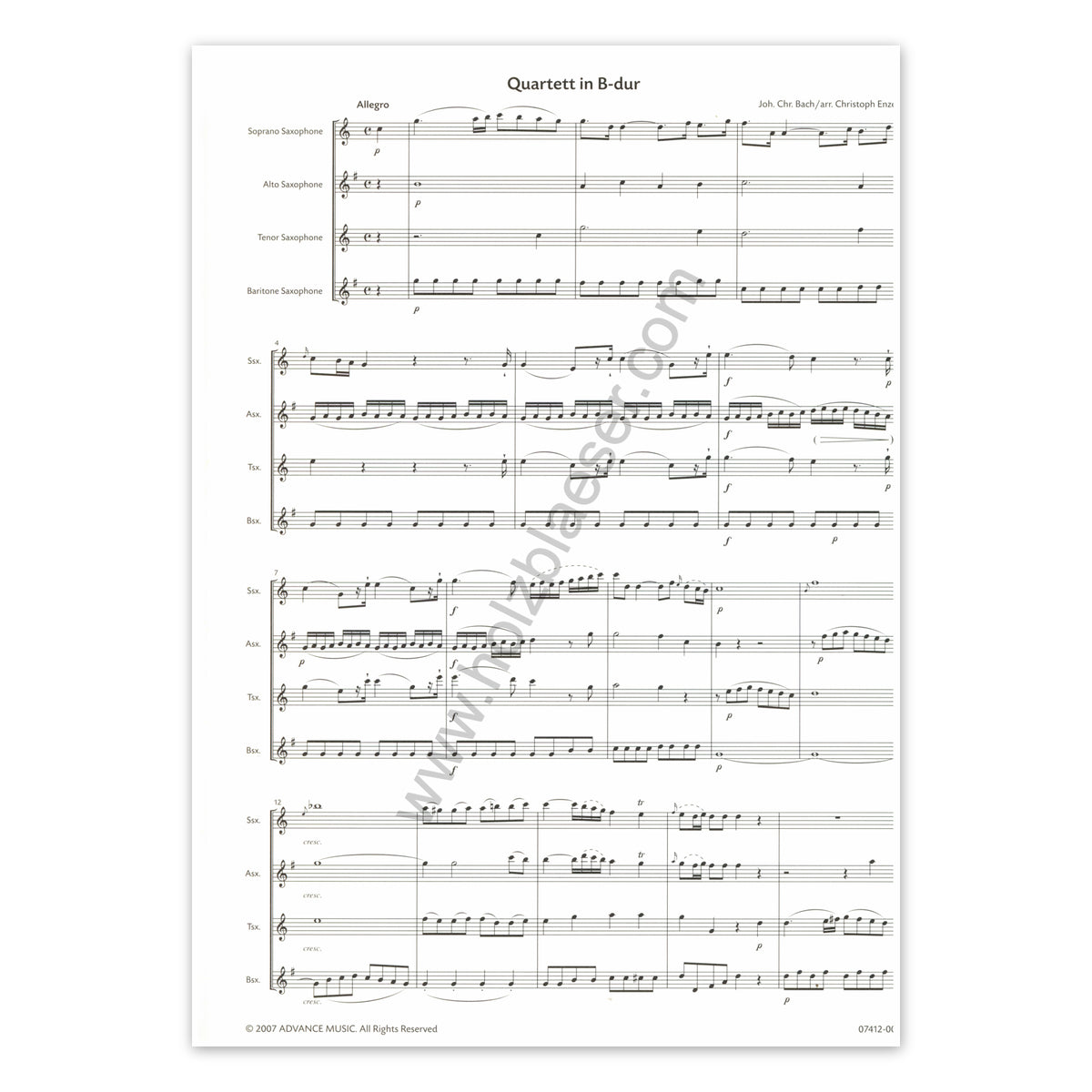 Bach Joh.Chr., Quartett in B-Dur (SATB)