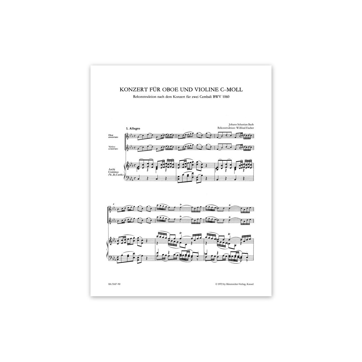 Bach, Konzert c-Moll BWV1060 Oboe, Viol. & Kl
