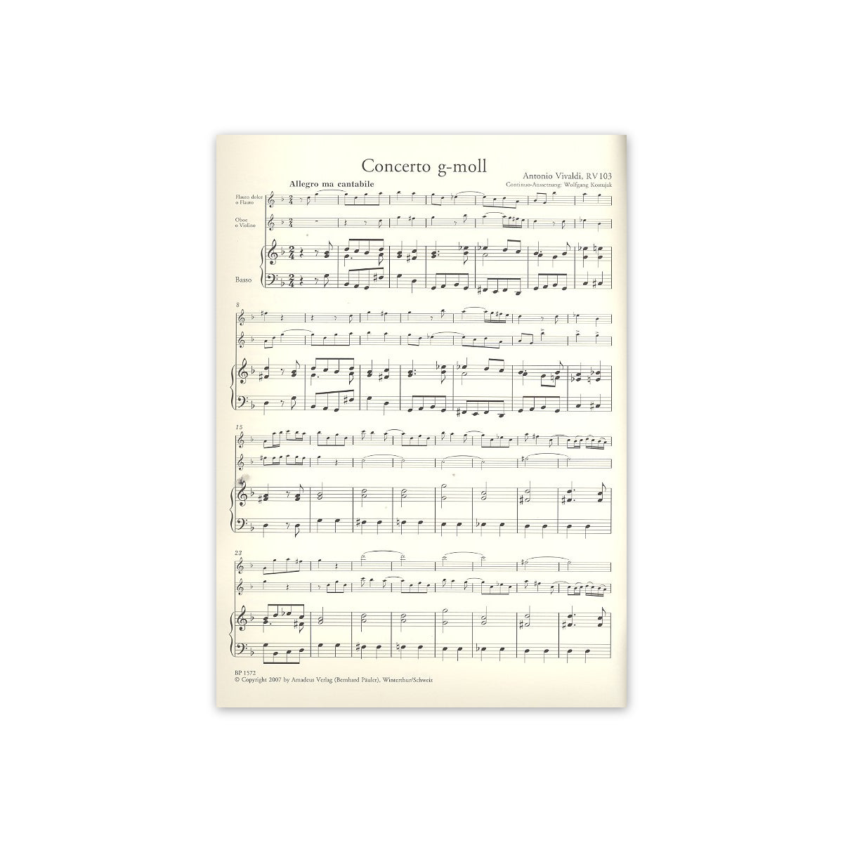 Vivaldi, Concerto g-Moll Altblfl.,Ob. & Bc.