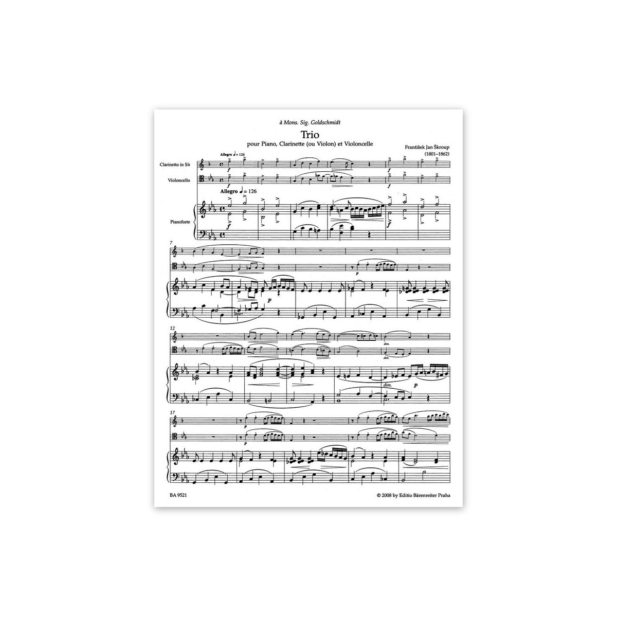 Skroup, Trio Es-Dur op.27 - Klav.Klar.Vc.