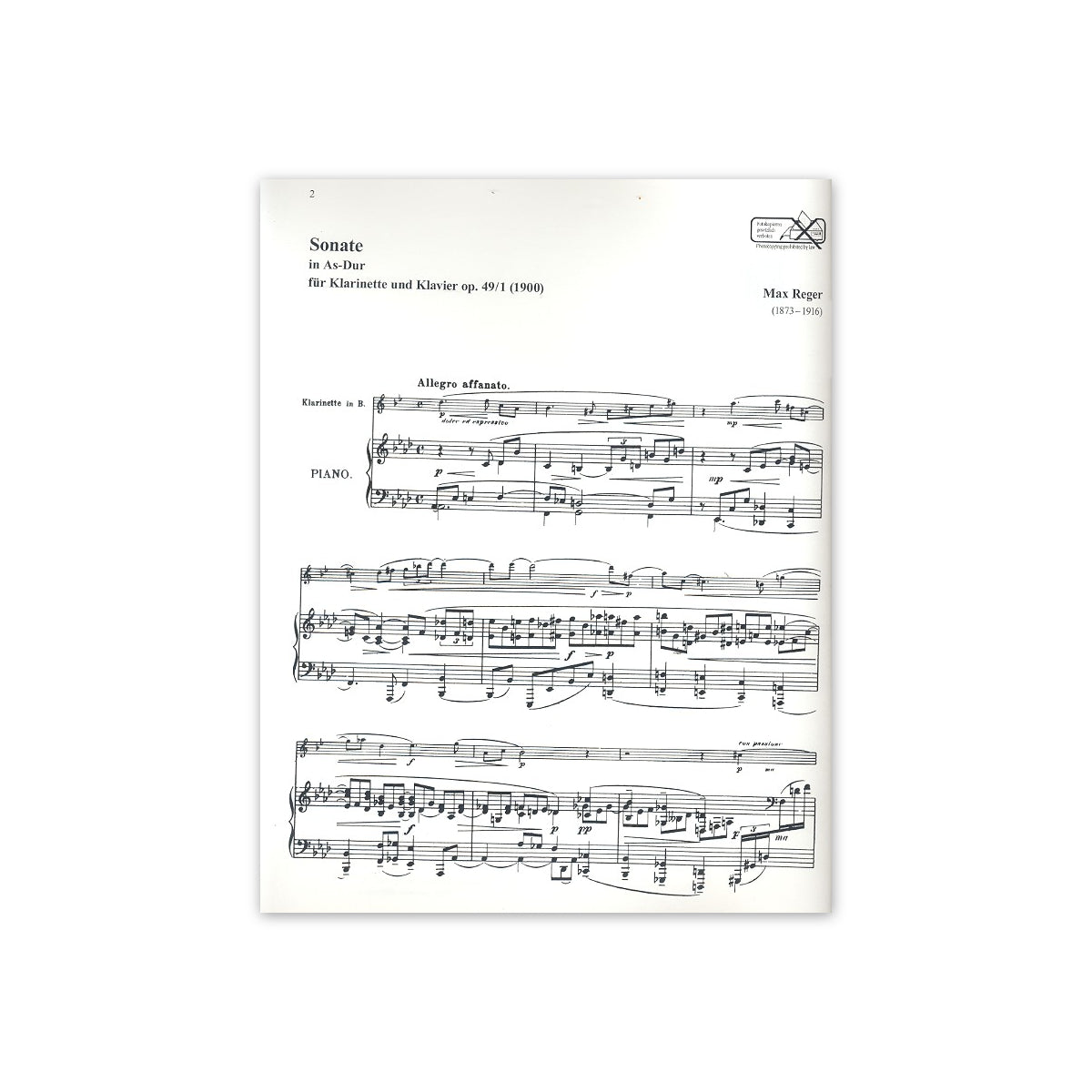 Reger, Sonate As-Dur op.49/1