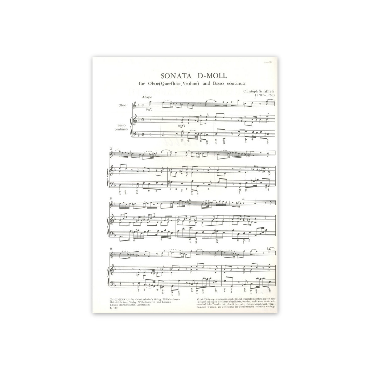 Schaffrath, Sonate d-moll