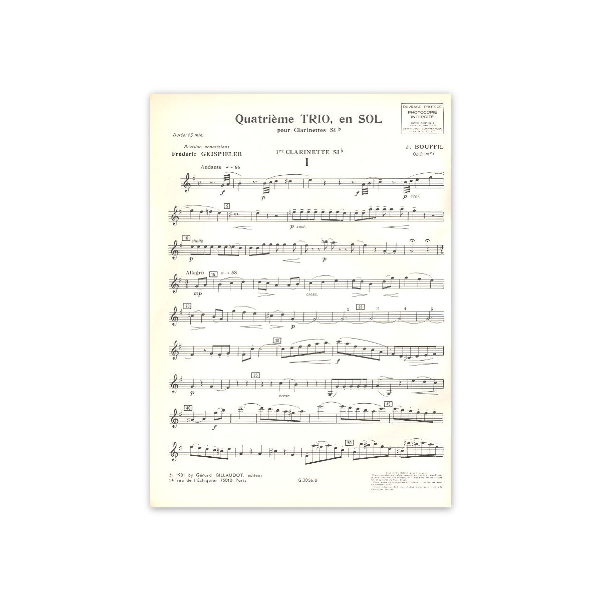 Bouffil, Trio op.8/1 in G
