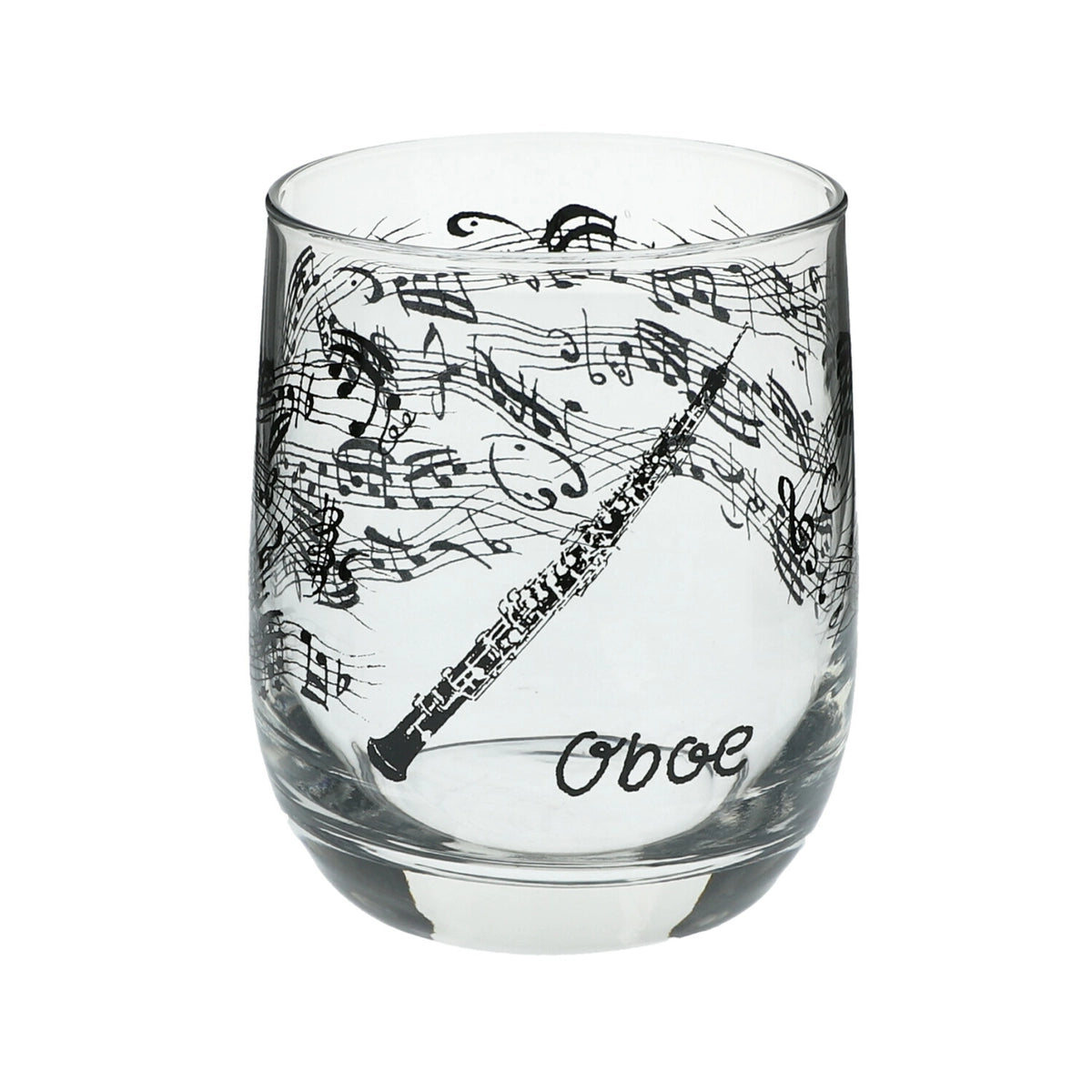 Glass with oboe motif