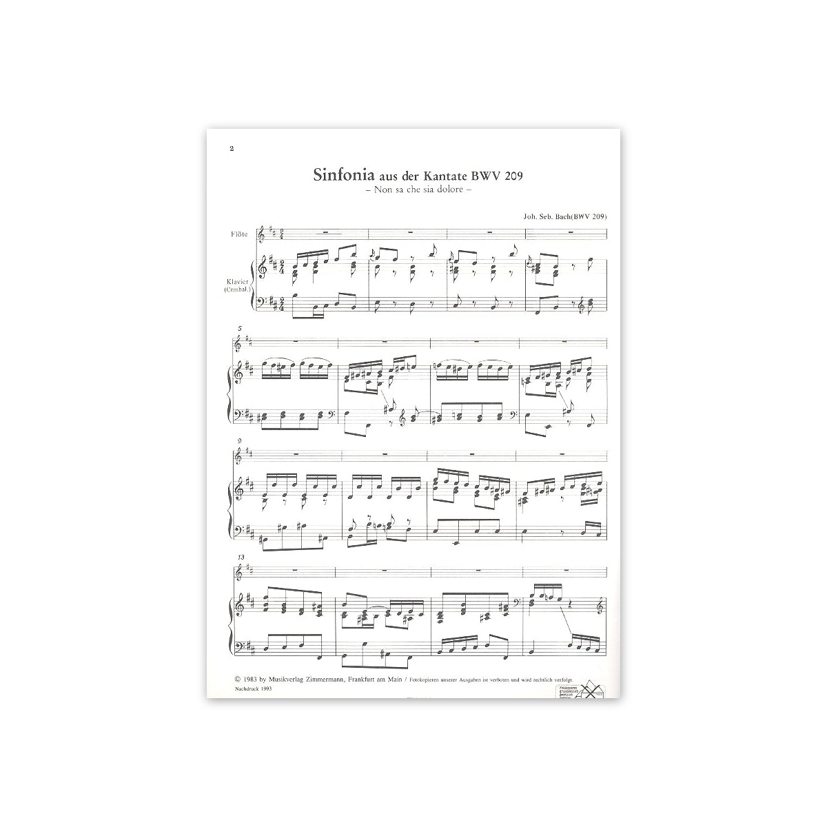 Bach, Sinfonia aus Kantate BWV 209