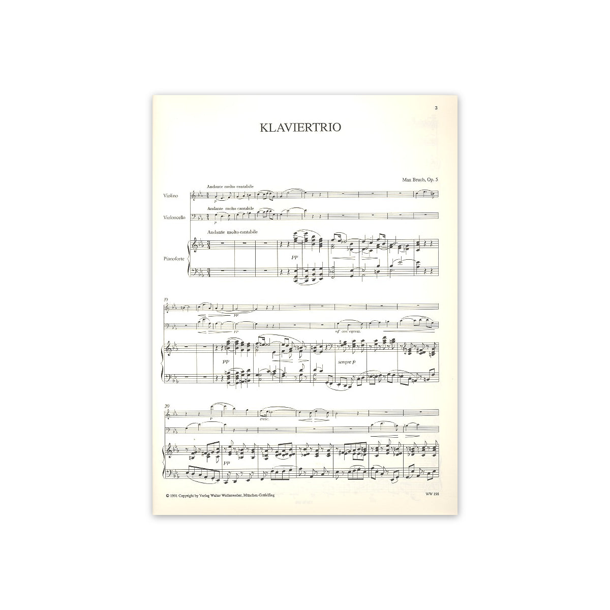 Bruch, Trio op.5 - Fl.,Vc. & Klav.