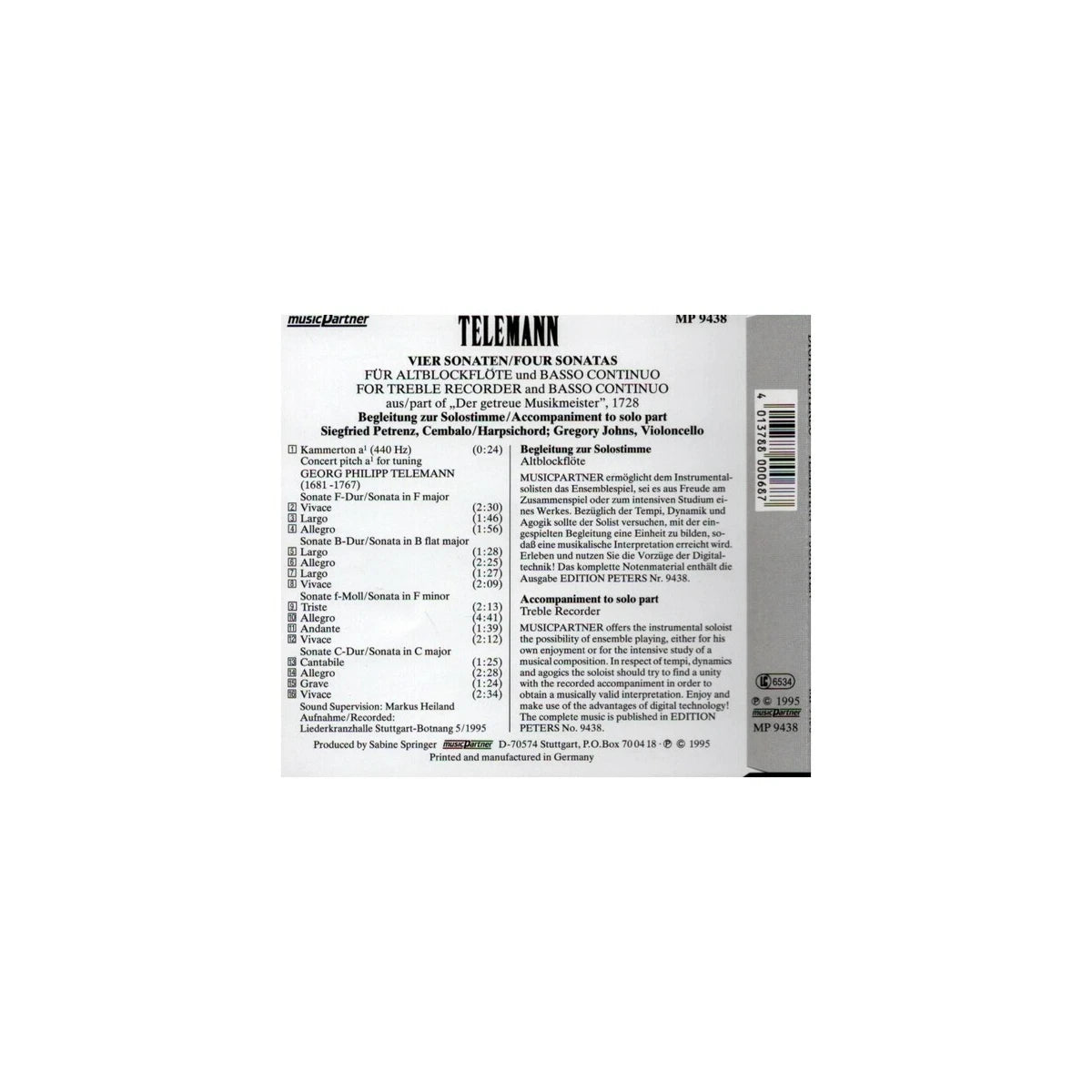 Telemann, 4 Sonaten("Der getreue Musikmeister View 2