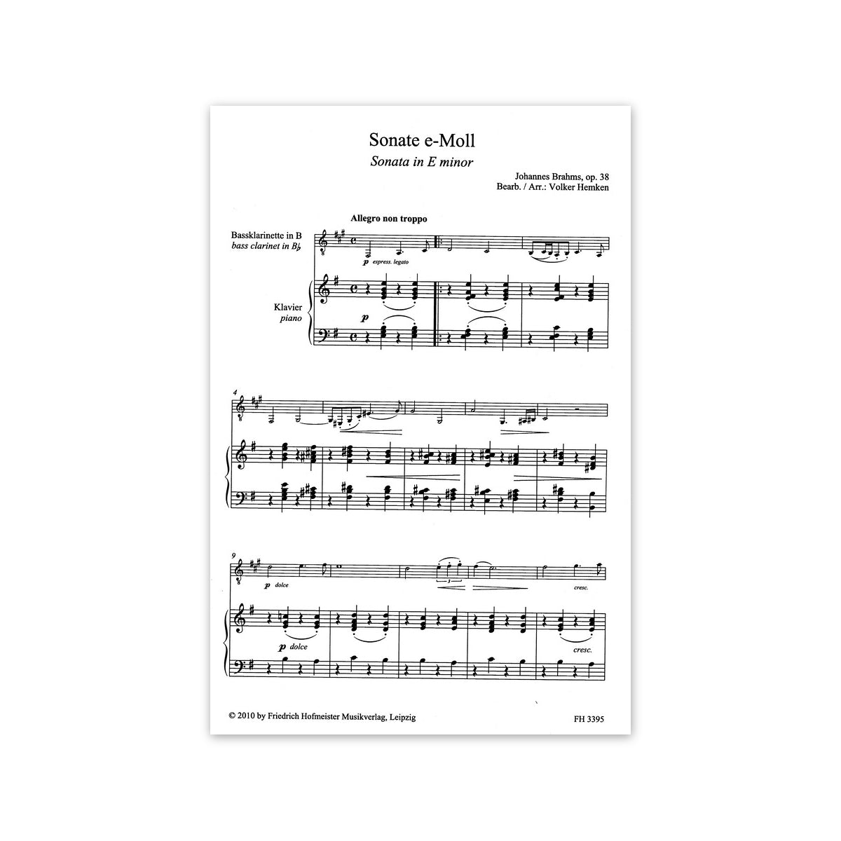 Brahms, Sonate e-Moll