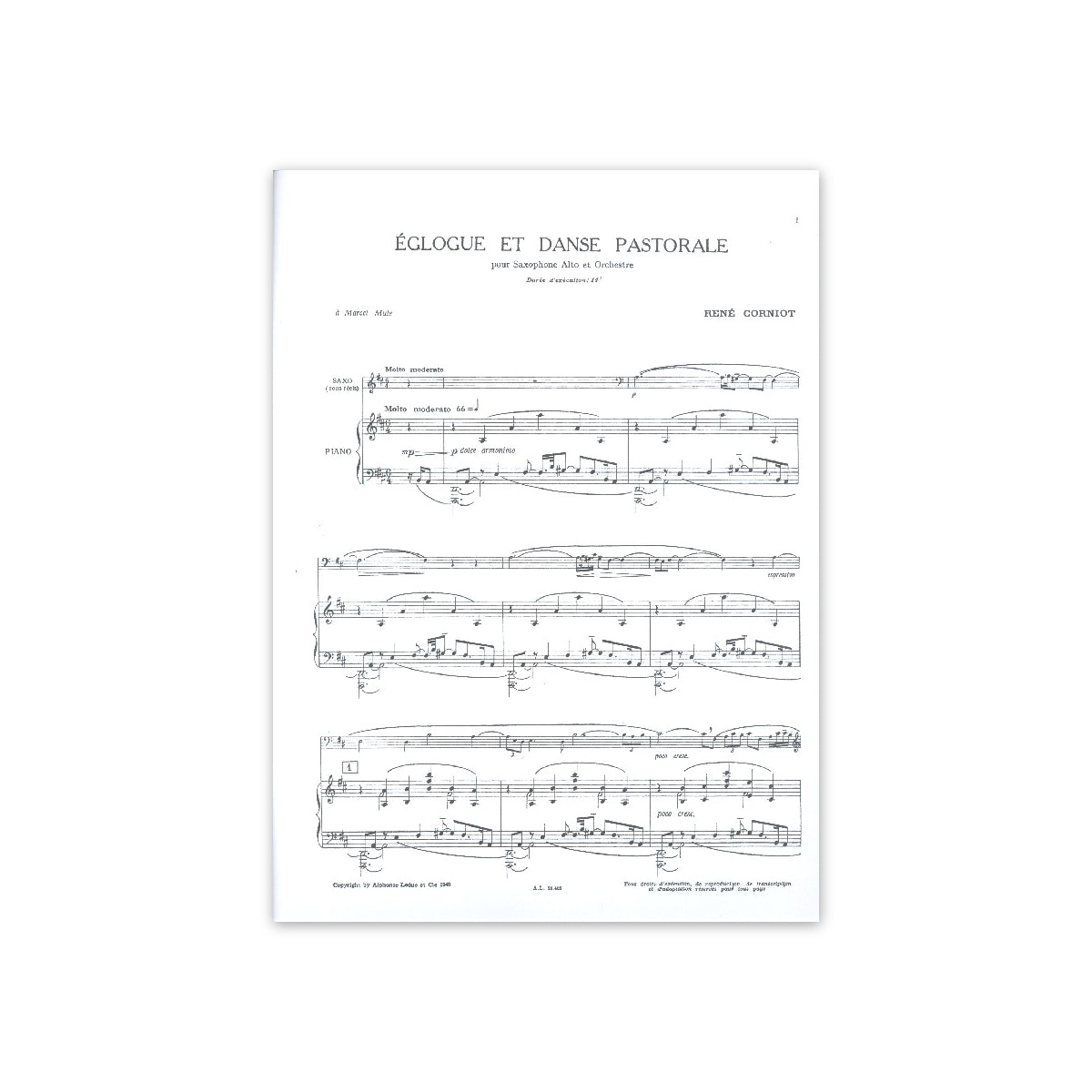 Corniot, Eglogue et danse pastorale