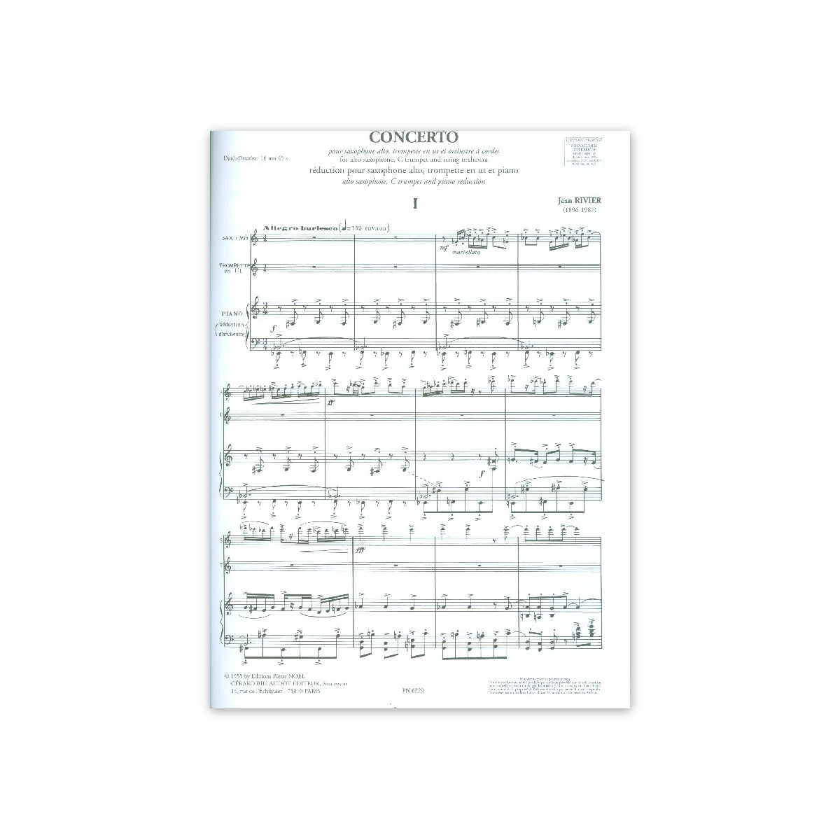 Rivier, Concerto pour saxophone alto, trompet