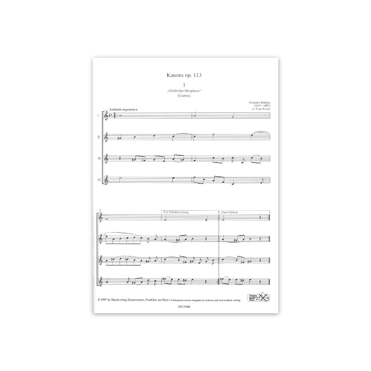 Brahms, 13 Kanons op. 113