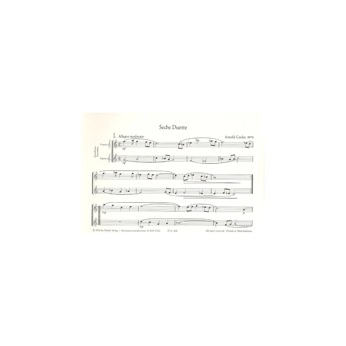 Cooke, 6 Duette